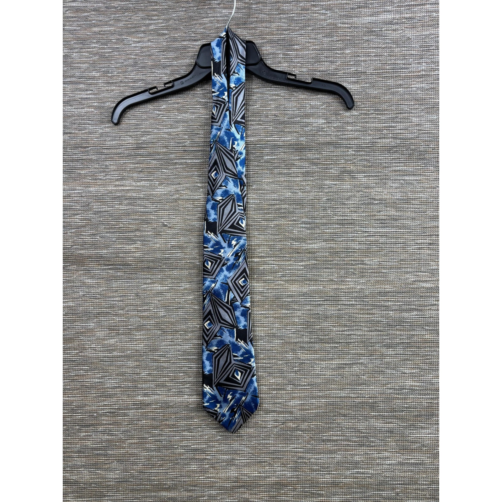 Pierre Balmain Tie Mens Blue Silk Geometric Abstract Woven Designer Necktie